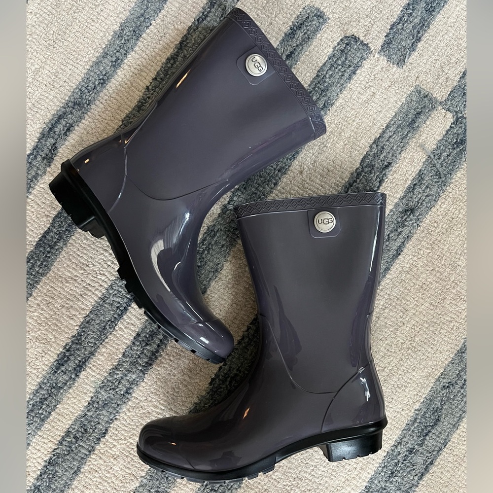 UGG Glossy Dark Purple Rain/Winter Boots | Size 7 | Mid Calf